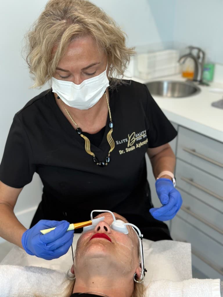 Facial aesthetic laser treatment performed by Dr. Sonia Bordin-Aykroyd